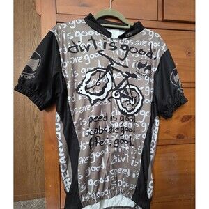 Vintage Precaryous Cycling Jersey Mens L Dirt Is Good Brown Black Zip